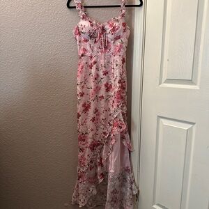 Lulu's Pink Floral Maxi Dress